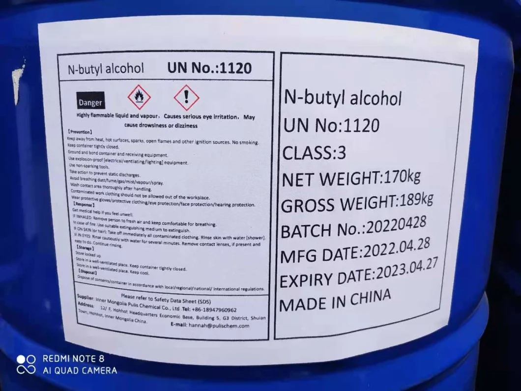 High Quality N-Butyl Alcohol NBA 99.5% Tech Grade CAS No.: 71-36-3